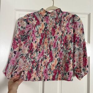 NWOT XS Socialite smocked floral top